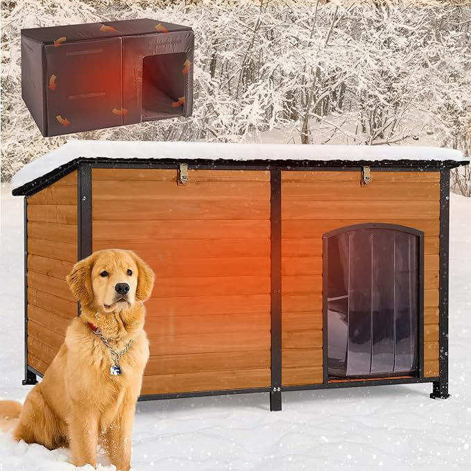 Solid Wood Portable Insulated Igloo Style Dog House