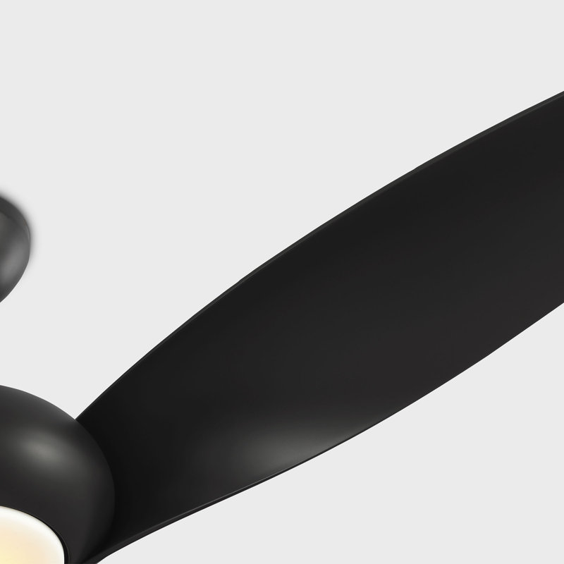 Teller Indoor Ceiling Fan with Threaded Downrod, Midnight Black ABS blades and Handheld Remote, Midnight Black