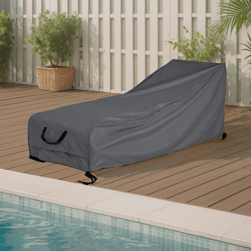  Shield Outdoor Slope Chaise Lounge Cover, Heavy Duty Waterproof, Dark Grey, Gray
