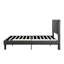 Lit tapissier pleine grandeur gris avec tête de lit, sommier avec sommier, support en bois robuste, sans sommier, assemblage facile, capacité de charge maximale de 500 lb, lattes de la plate-forme de retenue grise
