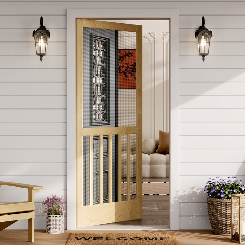 Porte moustiquaire extérieure en bois massif, L 36 po x H 80 po