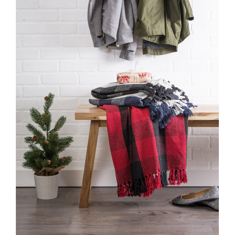 Tango Red and Black Buffalo Check Cotton Throw Blanket