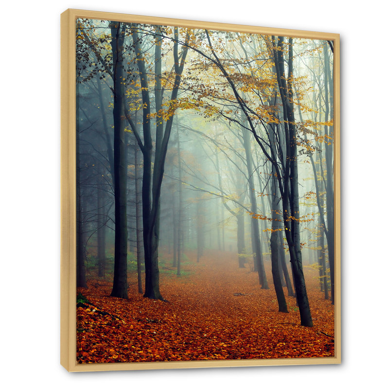 Paysage d'automne - Peinture, H 32 po x l 16 po x P 1 po, Cadre flottant brun