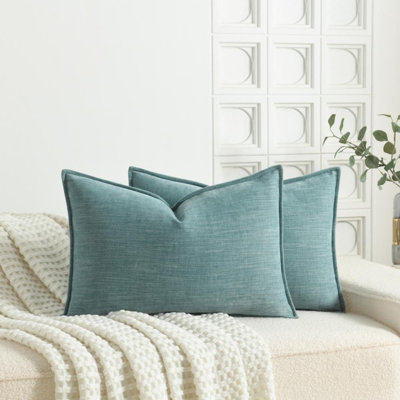 Super Soft Velvety Slub Heavy Chenille Decorative Pillow Cover with Flange (Set of 2)