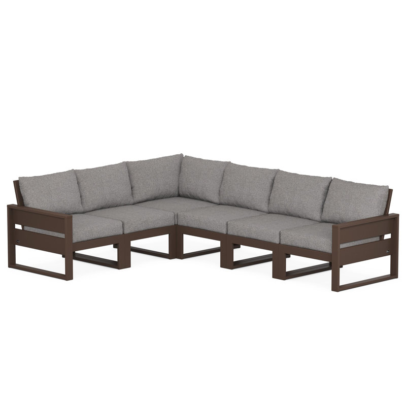 TREX Outdoors Eastport 5 - Person Outdoor Seating Group with Cushions, Gray Mist, Brown