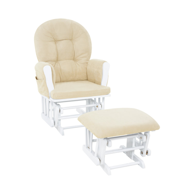 Chaise berçante avec repose-pieds, fauteuil oscillant et oscillant Hosier, Crème