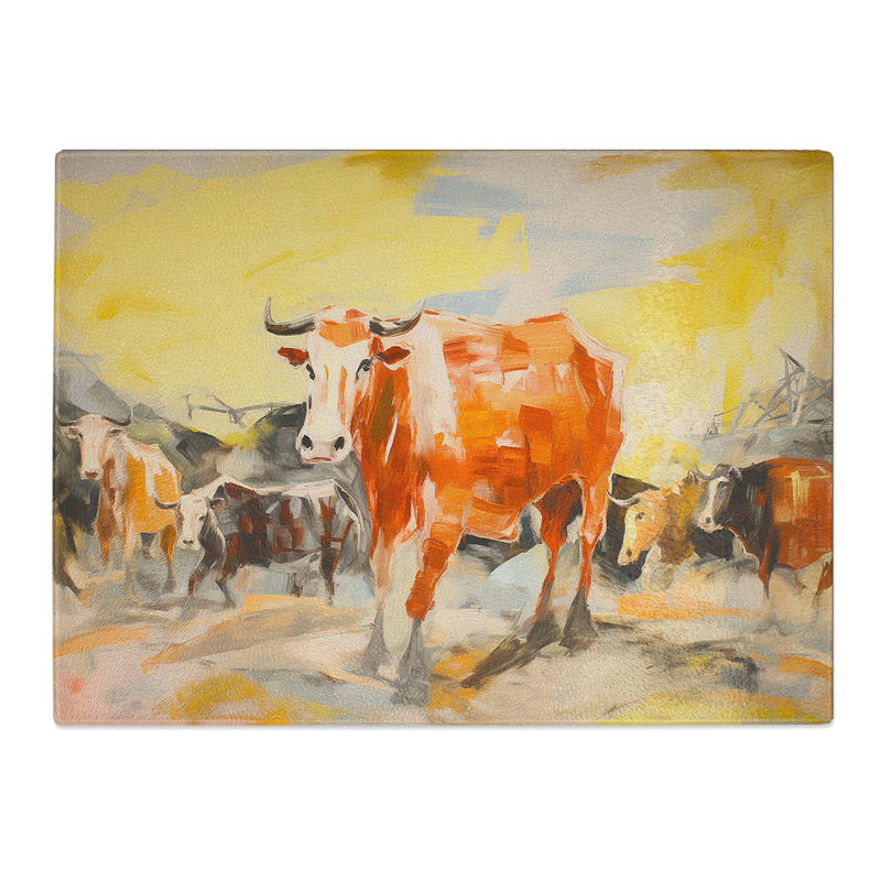 Cow Gestural  Glass Chopping Board