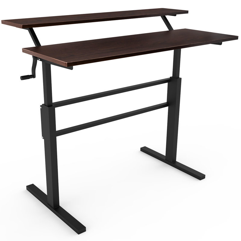Mirari Adjustable Standing Desk, Black, Coffee