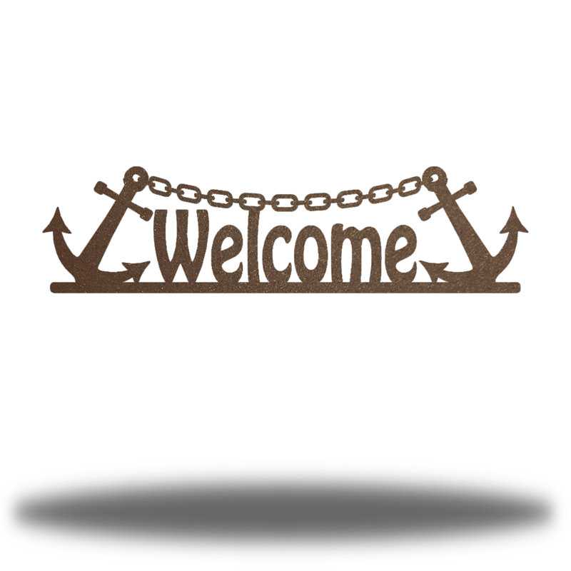 Décoration murale Welcome Anchor, H 3 po x l 12 po x P 0,01 po, rouille