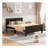 Queen Size Wood Platform Bed With Headboard And Wooden Slat Support (Espresso)