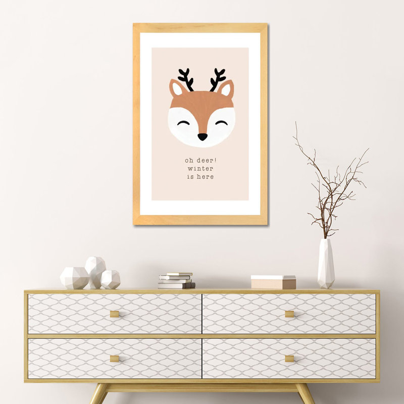 « Oh Deer Winter is here » par Orara studio-impression d’art textuel, H 24 po x l 16 po x P 1 po, Blanc