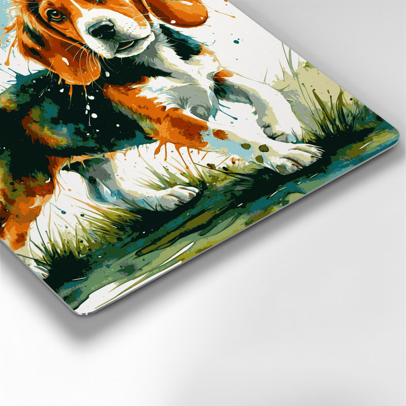 «Dogs Beagle», art mural en métal blanc, H 8 po x l 8 po