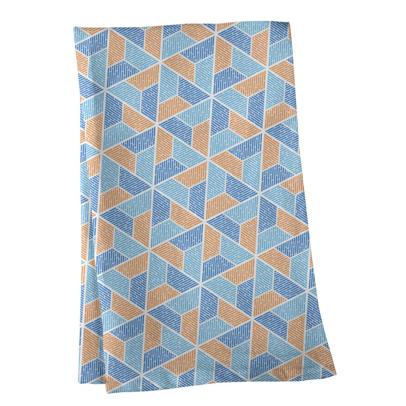 Torchon trapézoïde, Polyester sergé, Orange/bleu