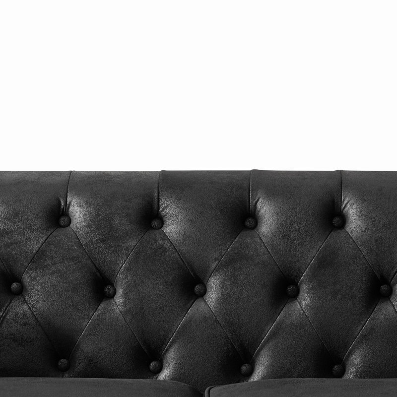 Canapé en tissu 83 po Chesterfield, H 29 po x l 83,25 po x P 33 po, 3, Noir