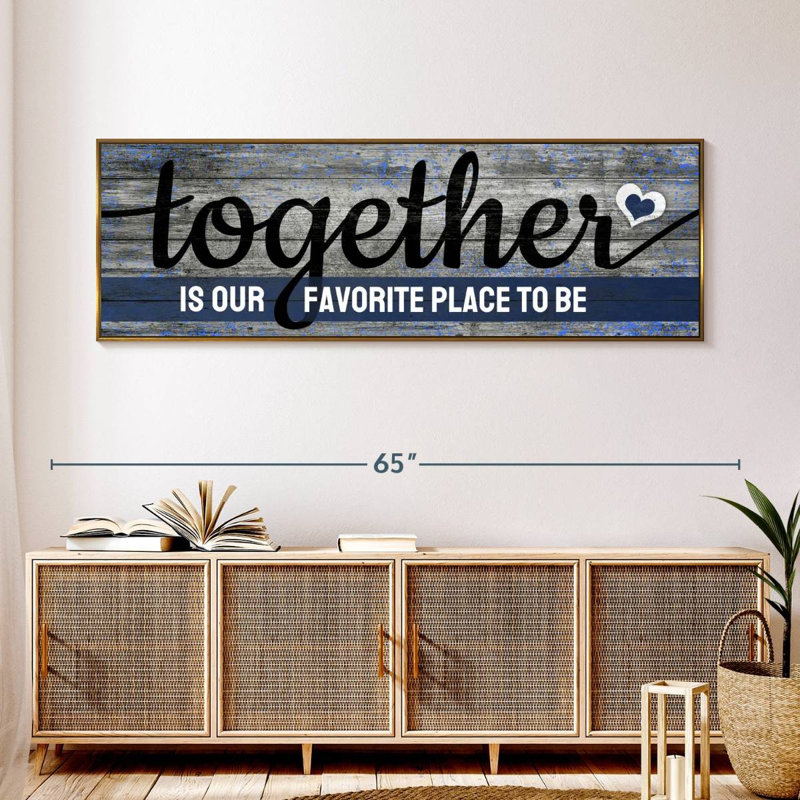Plaque murale "Together", Cadre flottant doré, 57 po x 19 po