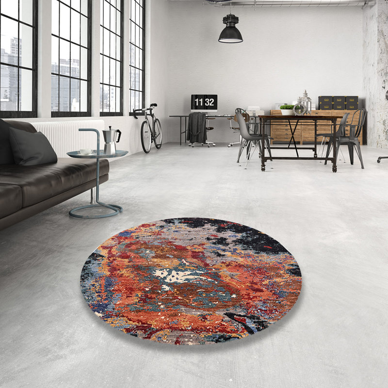 Tapis marocain tissé à la machine, Rond 6 pi