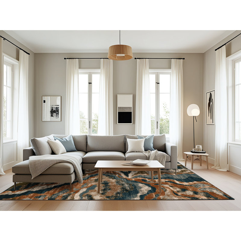 Tapis brun lavable à la machine, Rectangle 8 pi x 12 pi