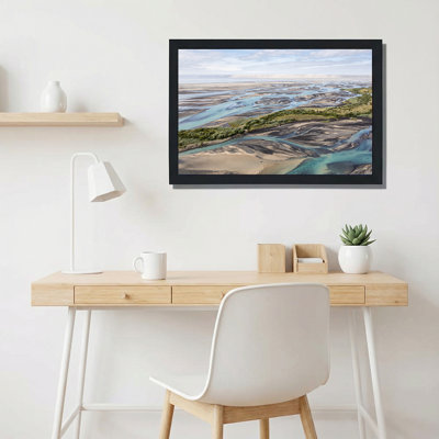 Braided Turquoise River Flowing Through Sandy Landscape Canvas Wall Art