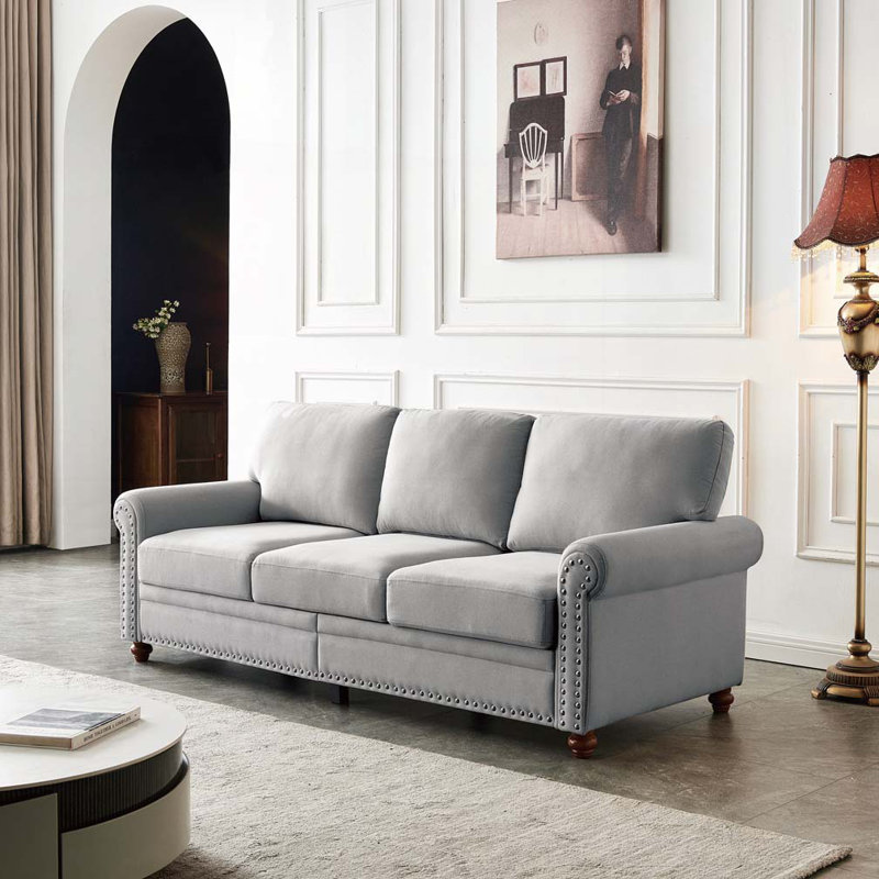 Babette Upholstered 82.68'' Sofa, Gray Polyester