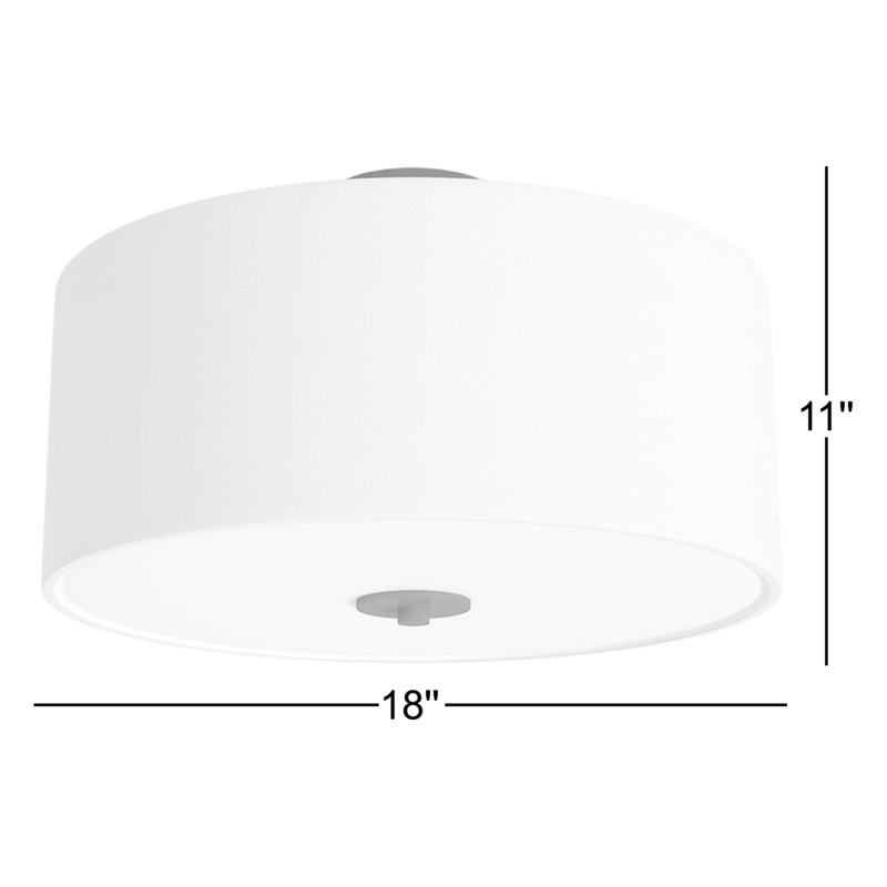 Lembrick Fabric Semi Flush Mount, Satin Nickel