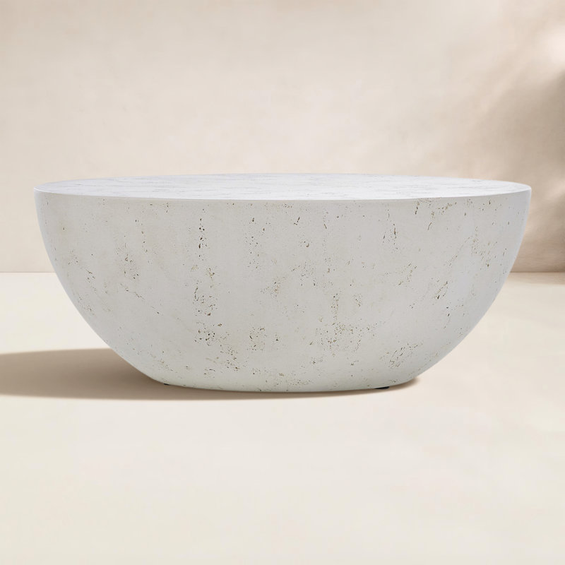 Table basse ronde Thurston BOULA, Béton blanc vieilli
