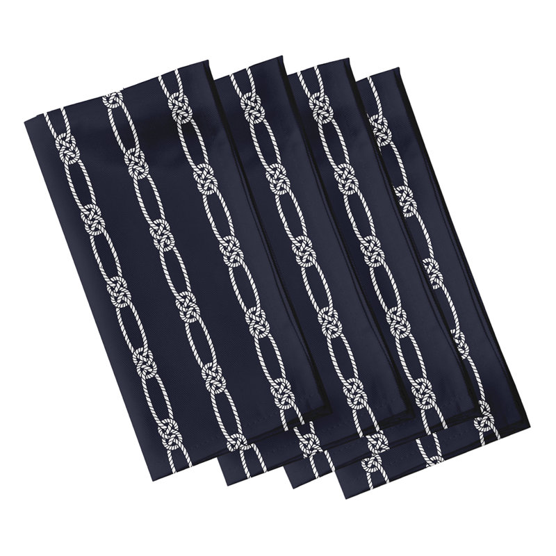 Lamija Polyester Striped Square Napkin, Navy