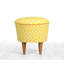 Élégant pouf jaune avec pieds en bois, 16,5 po x 16,5 po x 16,5 po | Revêtement 100% microfibre, 35 éponges orthopédiques pour plus de confort | Parfait pour le décor du Sud-Ouest et impressionniste, sièges polyvalents et repose-pieds