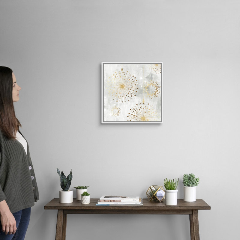 « Réveillon du nouvel an »-reproduction d’art sur toile, H 18 po x l 18 po x P 1,75 po, Cadre blanc