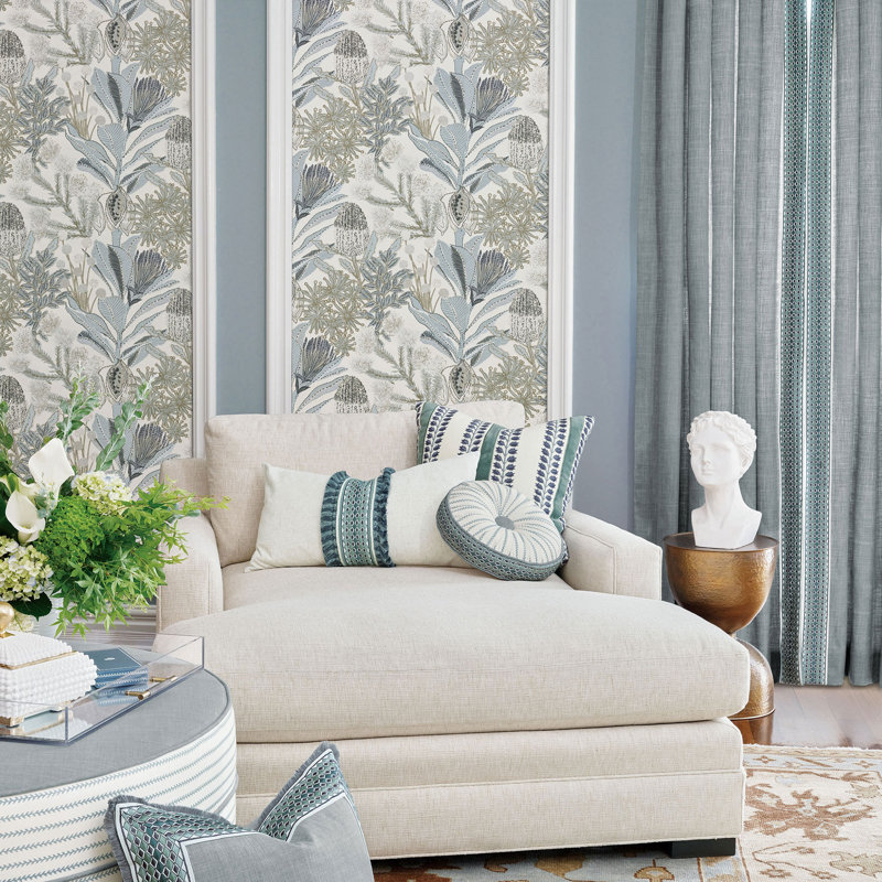 Highclere Cotton Blend Embroidered Room Darkening Curtain, 20" W x 120" L