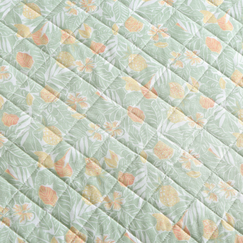 Pineapple Bloom Quilt, Green/Yellow, Queen Quilt + 2 Standard Shams