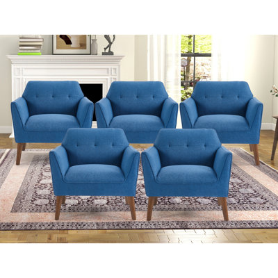 Hotaling 32.2" Wide Scandinavian Upholstered Solid Wood Arm Accent Chair