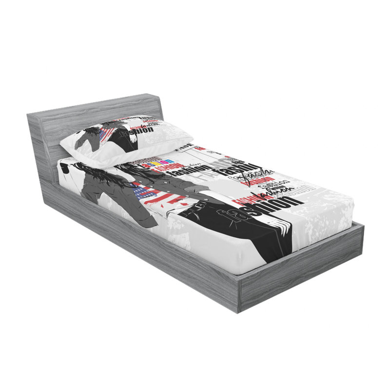 Ensemble de draps en forme de t-shirt usflag modern, Taie d'oreiller pour lit simple