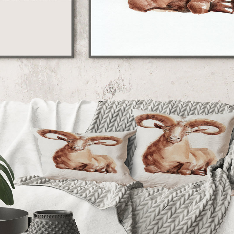 Portrait d'un bélier avec housse de coussin rectangulaire II