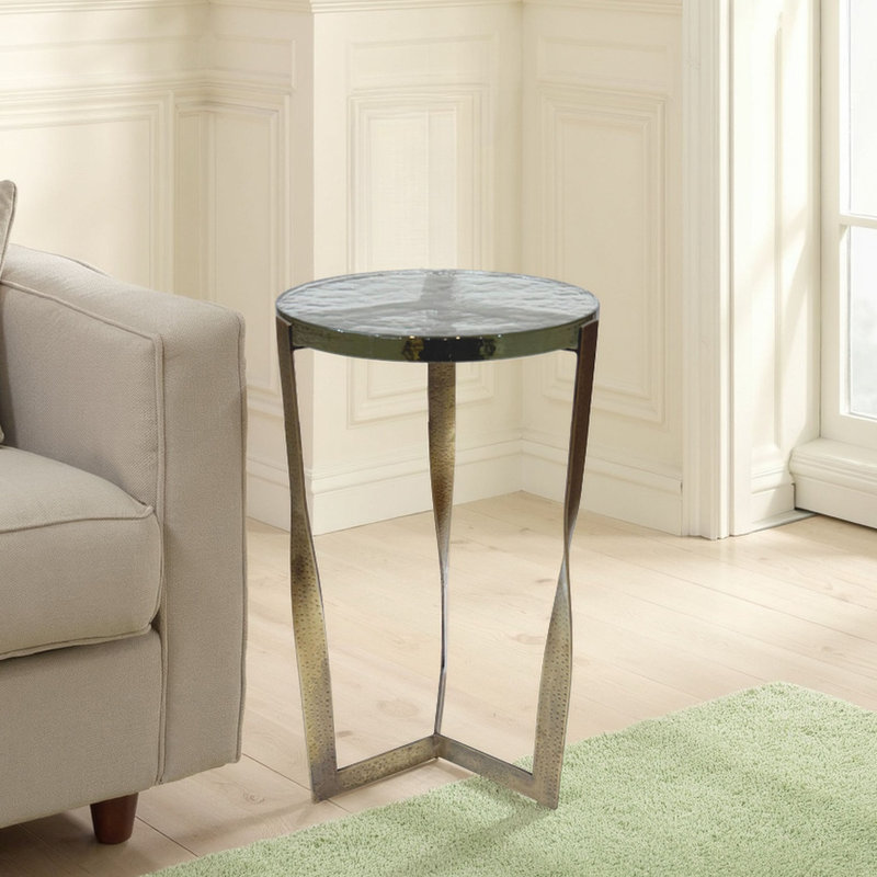 Elegant Gold 12" Diameter x 21" Height Durable Space-Saving Round Accent Table