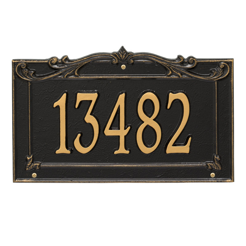 Signature Series 1-Line Wall Address Plaque, Black, Gold, Yes