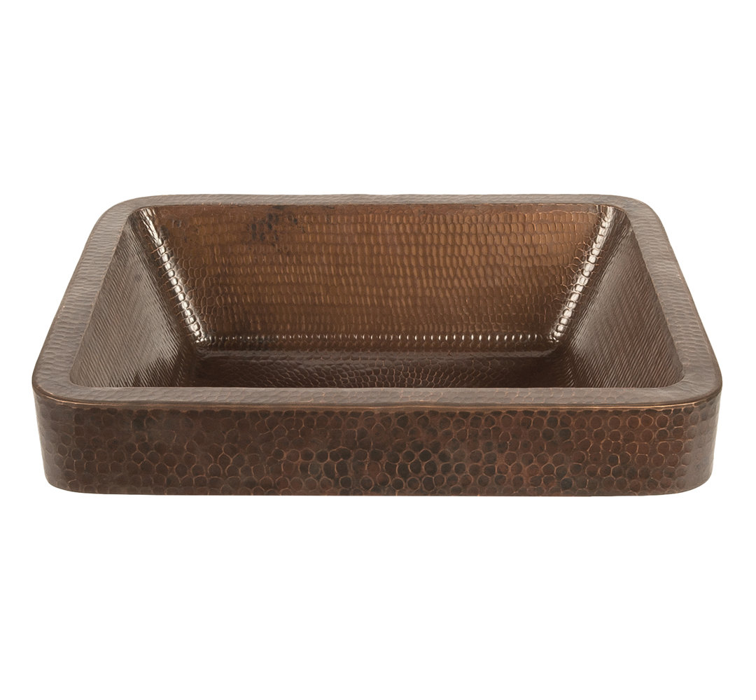 17" Rectangle Skirted Vessel Hammered Copper Sink Premier Copper Products