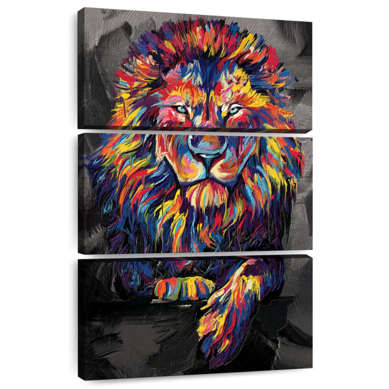 Brampt Lion Lounge couleur abstraite, H 38 po x l 24 po