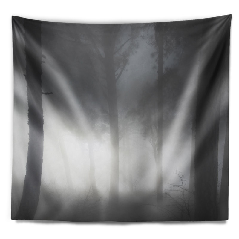Forêt en polyester dans un tapisserie de brume d’automne lourd avec accessoires suspendus inclus, H 50 po x l 60 po