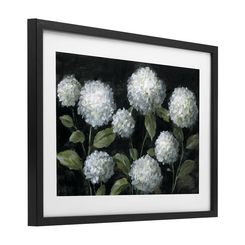 «Midnight Garden Hydrangeas», reproduction encadrée sous verre, conception de Danhui Nai, H 14 po x l 20 po
