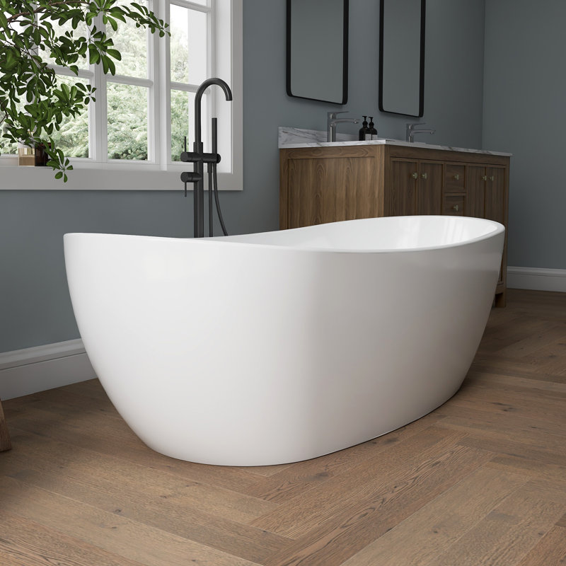 70'' Freestanding Acrylic Tub Deep Soaking Acrylic Bathtub, 70"