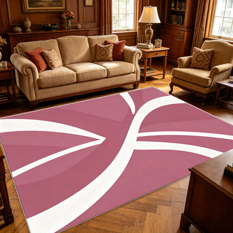 Pink Abstract Curved carpet-easy to clean, machine-washable, soft and comfortable; suitable for door mats, kitchens, living rooms, bedrooms, corridors, and laundry areas. Easy to clean, durable carpet for home decoration.