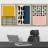 Abstract Vibrant Color Blocks " Yellow, Blue And Pink Multicolor Blocks With Dark Ink Shapes Geometric Patterns Modern Art Nordic " 3 - Pieces-94434071-94434074