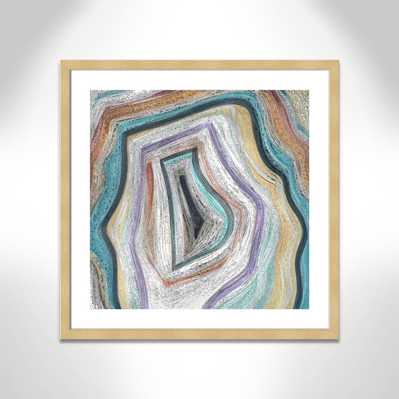 Agate moderne bleu sarcelle - peinture encadrée, Champagne, H 28 po x l 28 po x P 2 po