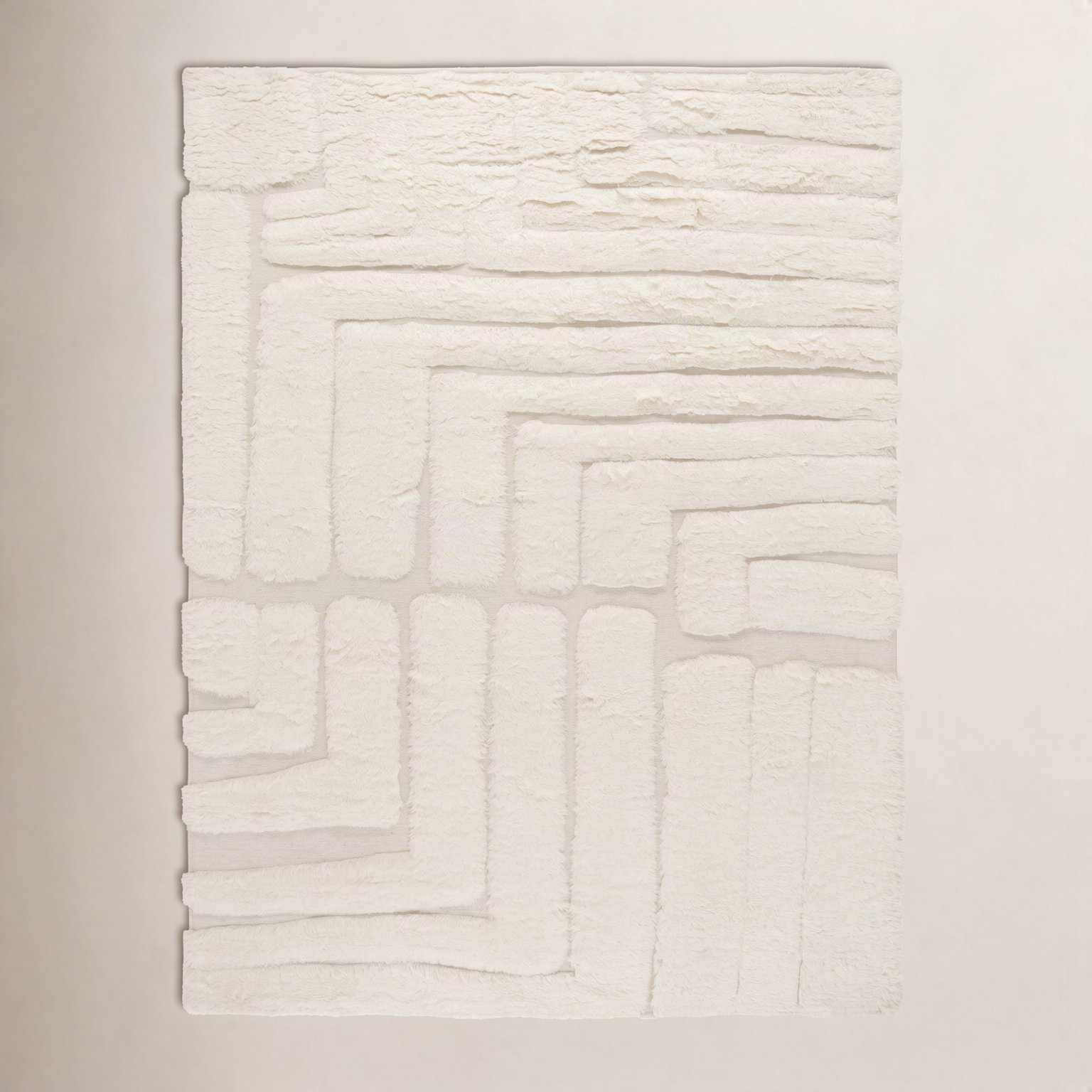 Fernande Ivory Hand-Woven Abstract Wool Rug, Rectangle 8' x 10'