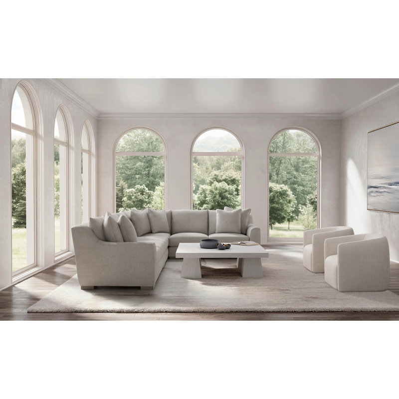 Bernhardt Gabi 4-Piece Fabric Sectional, Light Gray Polyester, 35" H x  140" W x 110" D, Right Hand Facing