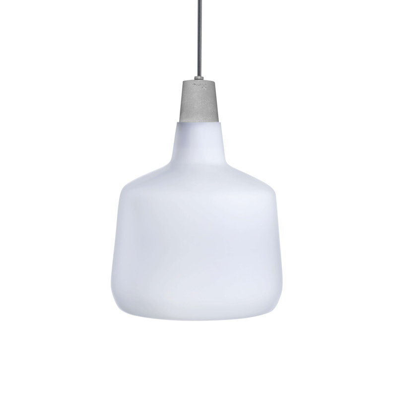 Luminaire suspendu Mono transparent avec douille en béton, Blanc opale