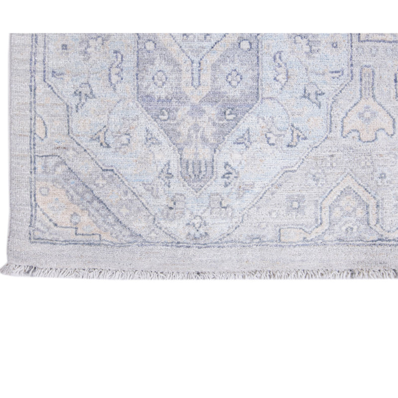 Tapis gris clair noué à la main de haute qualité