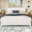 Grand lit plateforme, lit plateforme en bois massif avec lattes de soutien et structure solide, aucun sommier requis, blanc-178710231-178710229