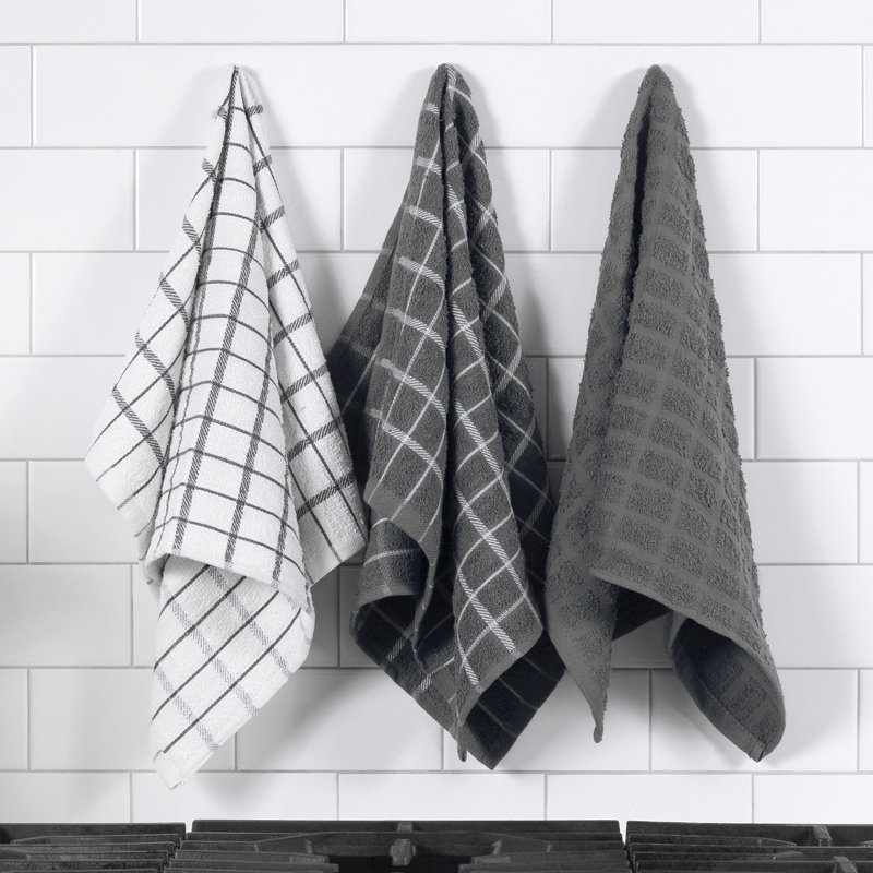 Cotton Plaid Tea Towel Kitchen Towel, Gray