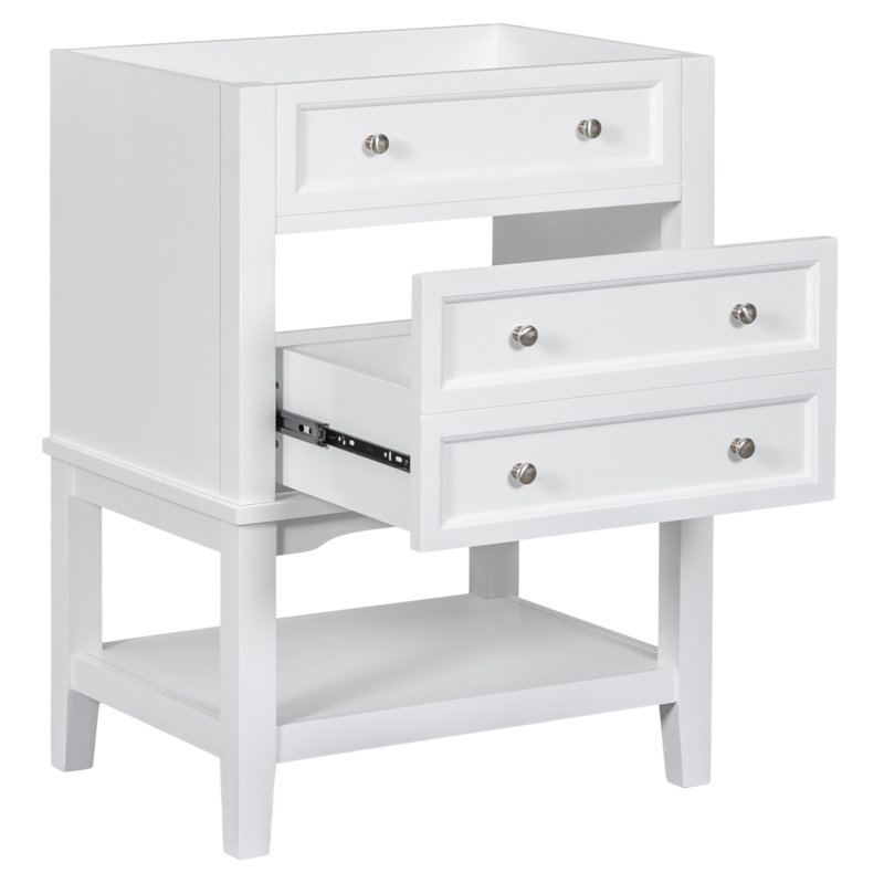 【Évier non inclus, meuble-lavabo de base seulement Van Meuble-lavabo de salle de bain de 24 po sans lavabo, base seulement, structure en bois massif, armoire de rangement de salle de bain avec tiroir et tablette ouverte